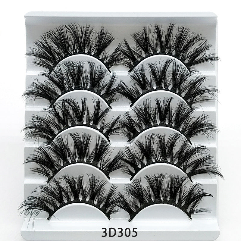 👁️✨ Mink False Eyelashes – 3D Soft Cotton Stem Lash Set (5 Pairs)
