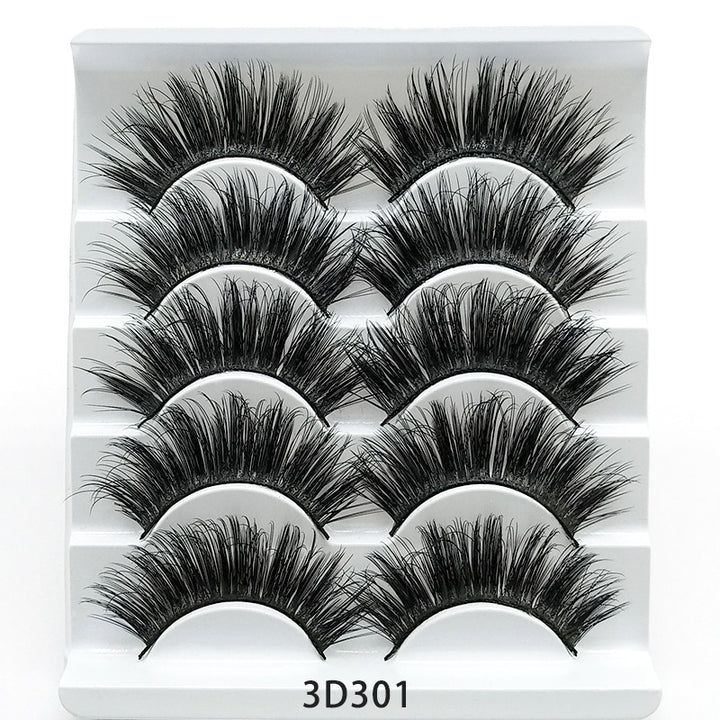 👁️✨ Mink False Eyelashes – 3D Soft Cotton Stem Lash Set (5 Pairs)