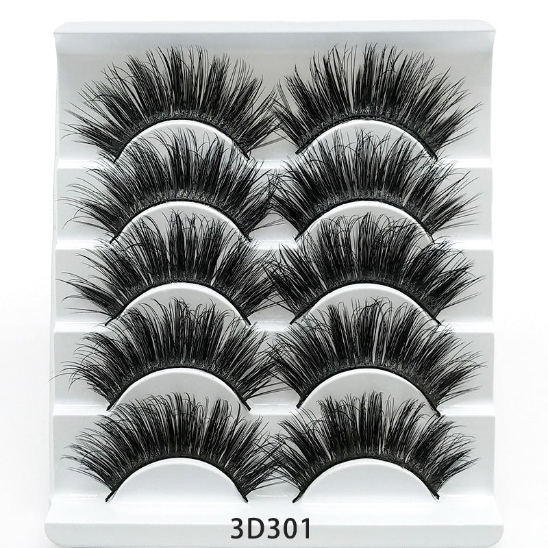 👁️✨ Mink False Eyelashes – 3D Soft Cotton Stem Lash Set (5 Pairs)