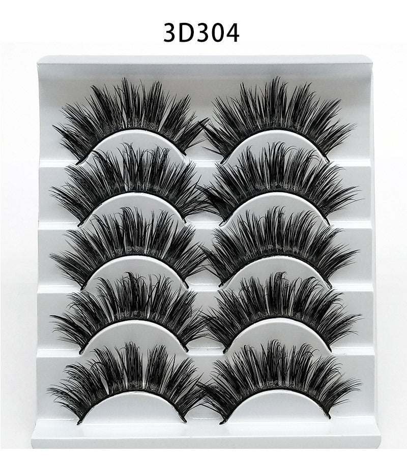 👁️✨ Mink False Eyelashes – 3D Soft Cotton Stem Lash Set (5 Pairs)