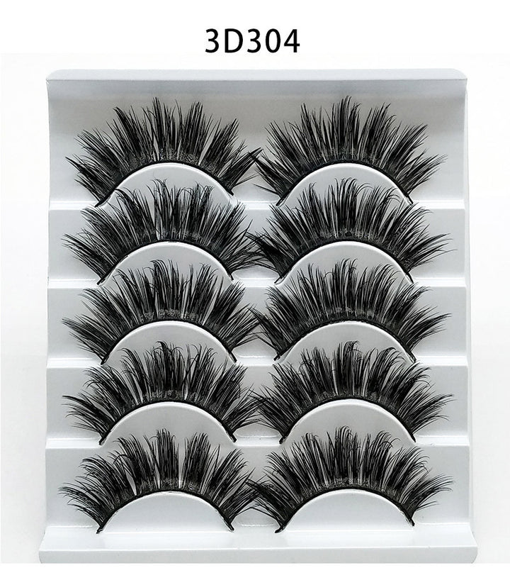 👁️✨ Mink False Eyelashes – 3D Soft Cotton Stem Lash Set (5 Pairs)