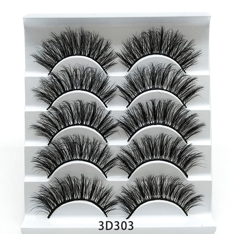 👁️✨ Mink False Eyelashes – 3D Soft Cotton Stem Lash Set (5 Pairs)