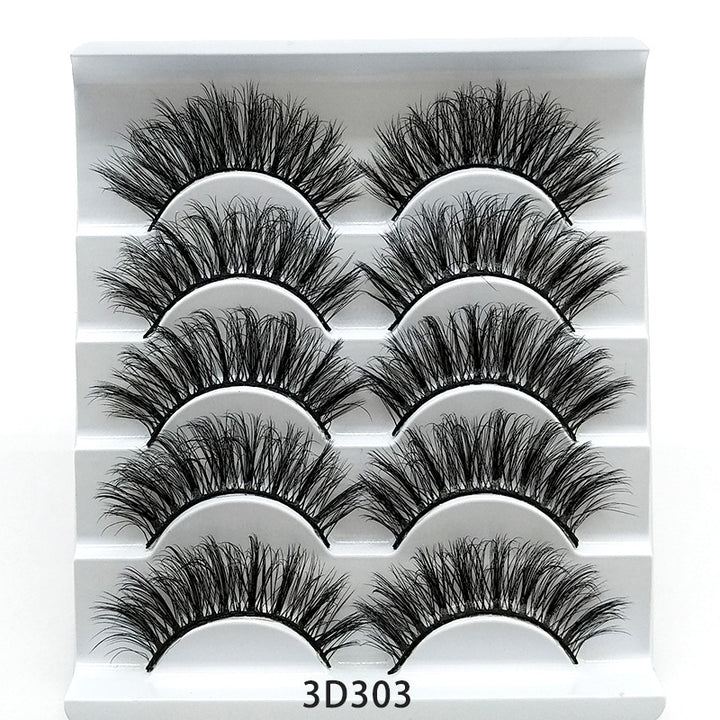 👁️✨ Mink False Eyelashes – 3D Soft Cotton Stem Lash Set (5 Pairs)