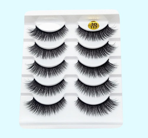👁️✨ Mink False Eyelashes – 3D Soft Cotton Stem Lash Set (5 Pairs)