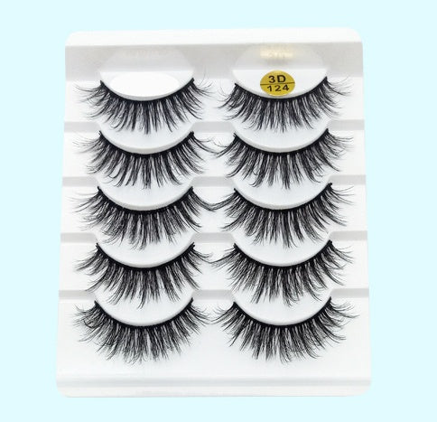 👁️✨ Mink False Eyelashes – 3D Soft Cotton Stem Lash Set (5 Pairs)