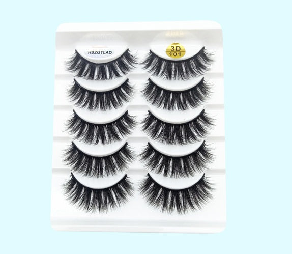 👁️✨ Mink False Eyelashes – 3D Soft Cotton Stem Lash Set (5 Pairs)