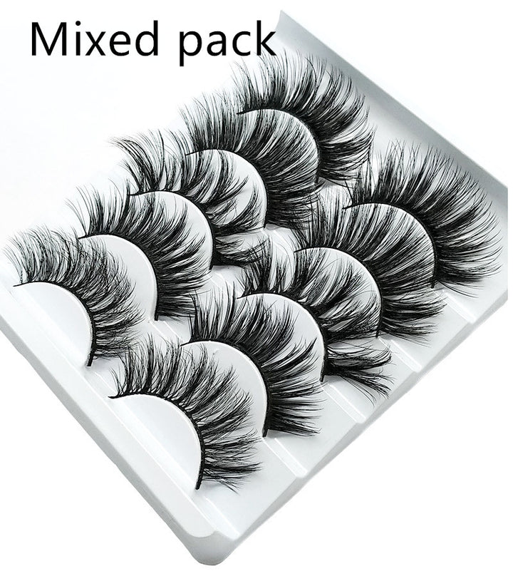👁️✨ Mink False Eyelashes – 3D Soft Cotton Stem Lash Set (5 Pairs)