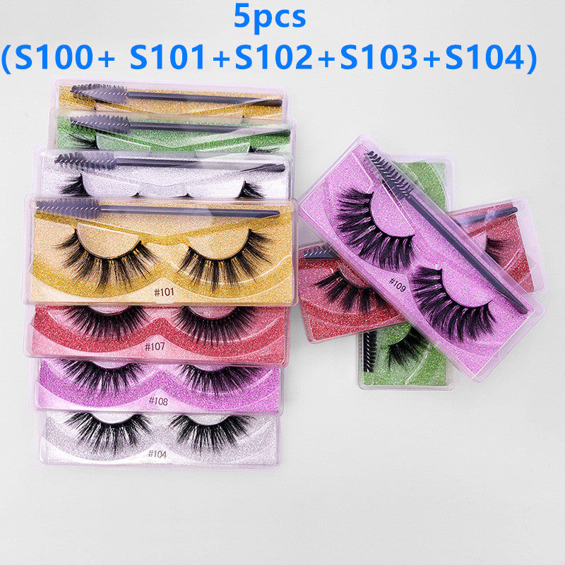 👁️✨ Natural 3D False Eyelashes – Imitation Mink Elongated Eye Tail Lash Set (1 Pair with Brush)