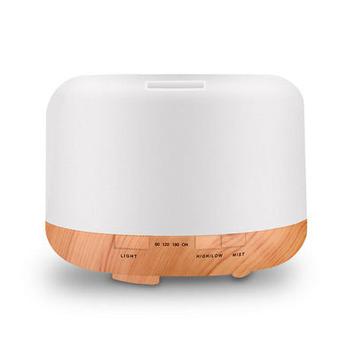 🌿💧 500ML Wood Grain Ultrasonic Humidifier | Colorful Aroma Diffuser 🌈✨