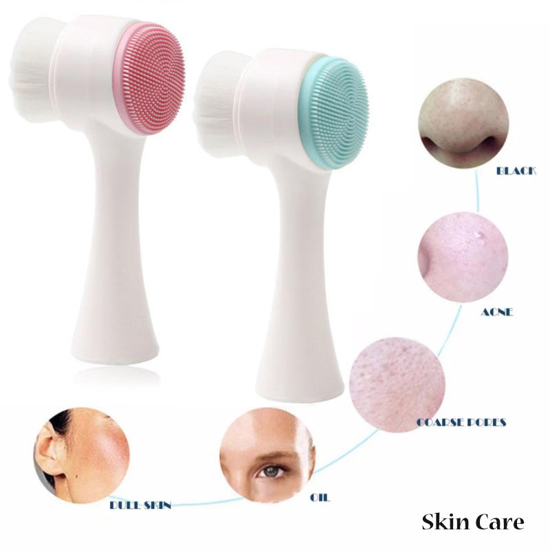 🧼💗 Double-Sided Silicone Skin Care Tool | Manual Facial Cleansing & Massage Brush