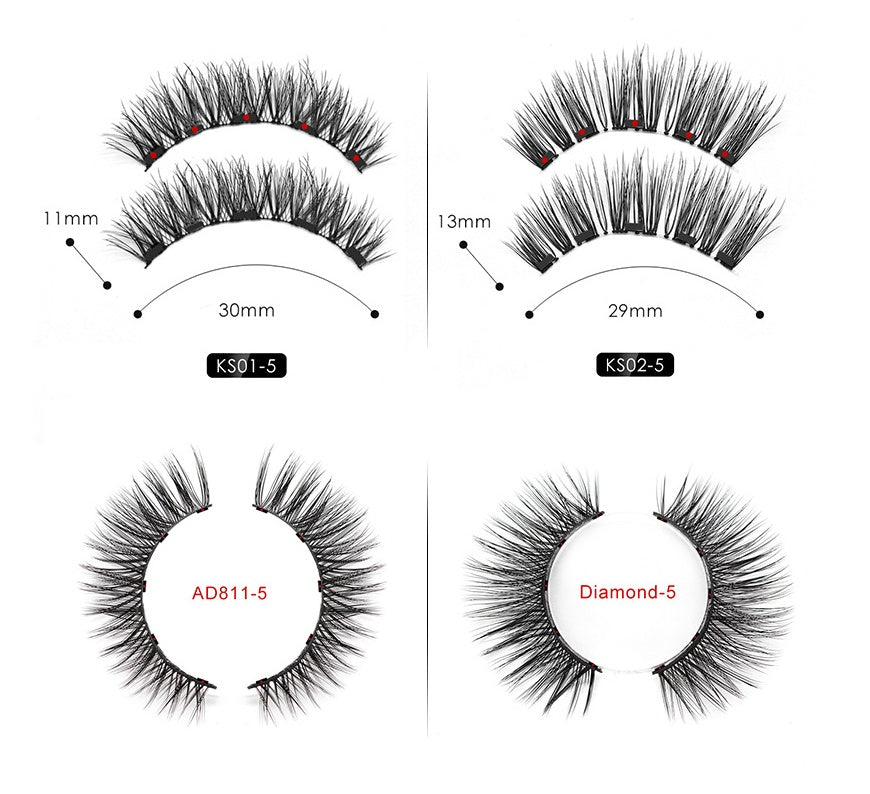 🧲👁️ Natural Long Lasting Magnetic Eyeliner & Magnetic False Eyelashes Set – 5 Pairs with Tweezers & Mirror Case
