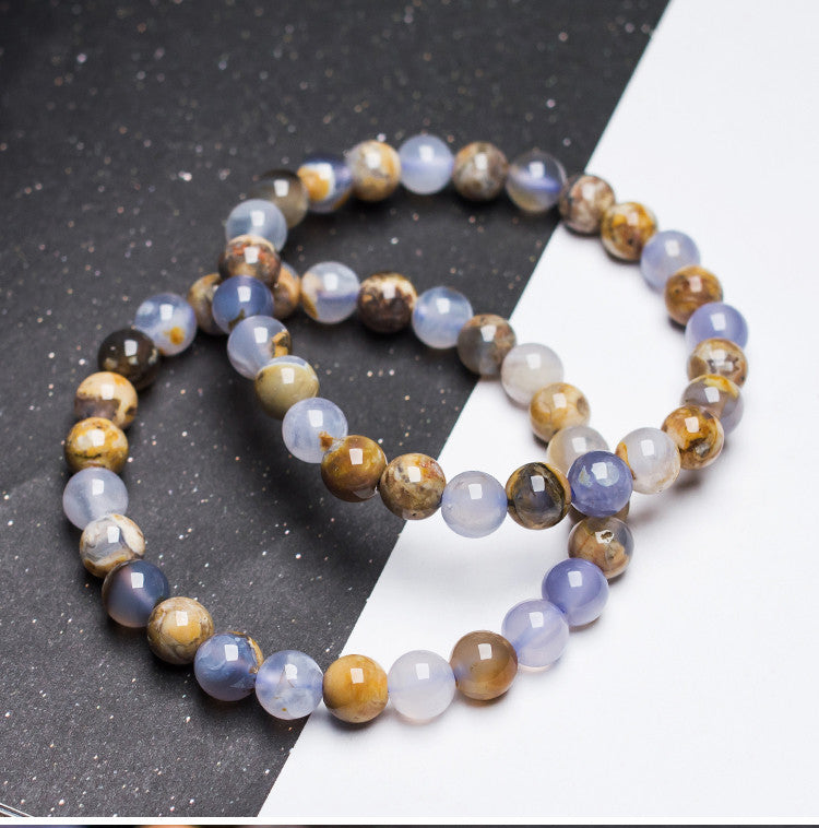 Natural Blue Agate Crystal Bracelet – Single Circle