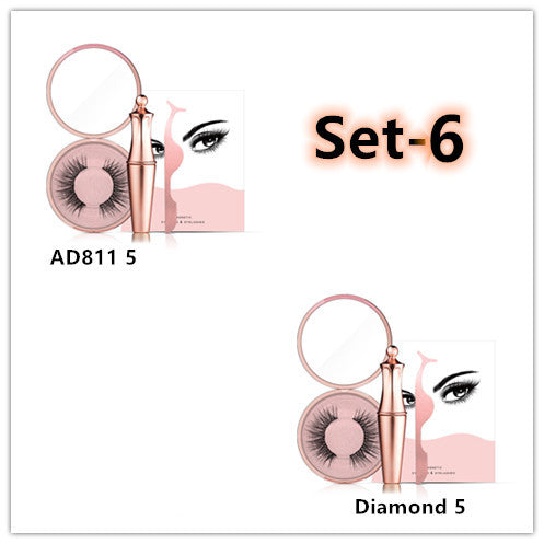 🧲👁️ Natural Long Lasting Magnetic Eyeliner & Magnetic False Eyelashes Set – 5 Pairs with Tweezers & Mirror Case