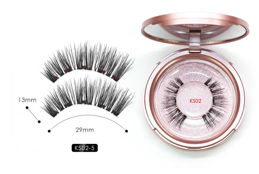 🧲👁️ Natural Long Lasting Magnetic Eyeliner & Magnetic False Eyelashes Set – 5 Pairs with Tweezers & Mirror Case