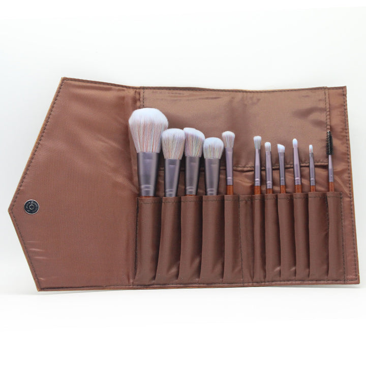 ✨ Color Fiber Hair Makeup Brush — Wooden Handle Beauty Tool 💄