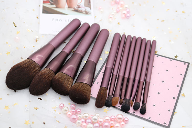 ✨ 12-Piece Small Grape Beginner Makeup Brush Set — Beauty Tools Kit 💄🍇
