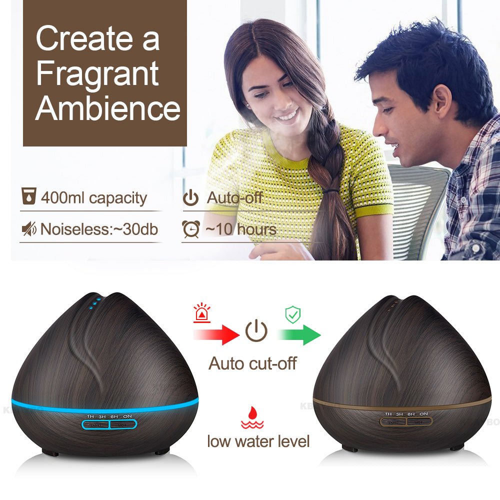 🌿 Wood Grain Aromatherapy Humidifier | USB Air Diffuser for Home Relaxation 🏠✨