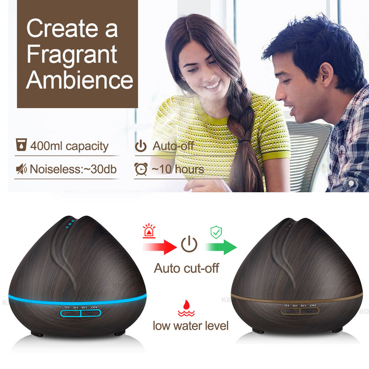 🌿 Wood Grain Aromatherapy Humidifier | USB Air Diffuser for Home Relaxation 🏠✨