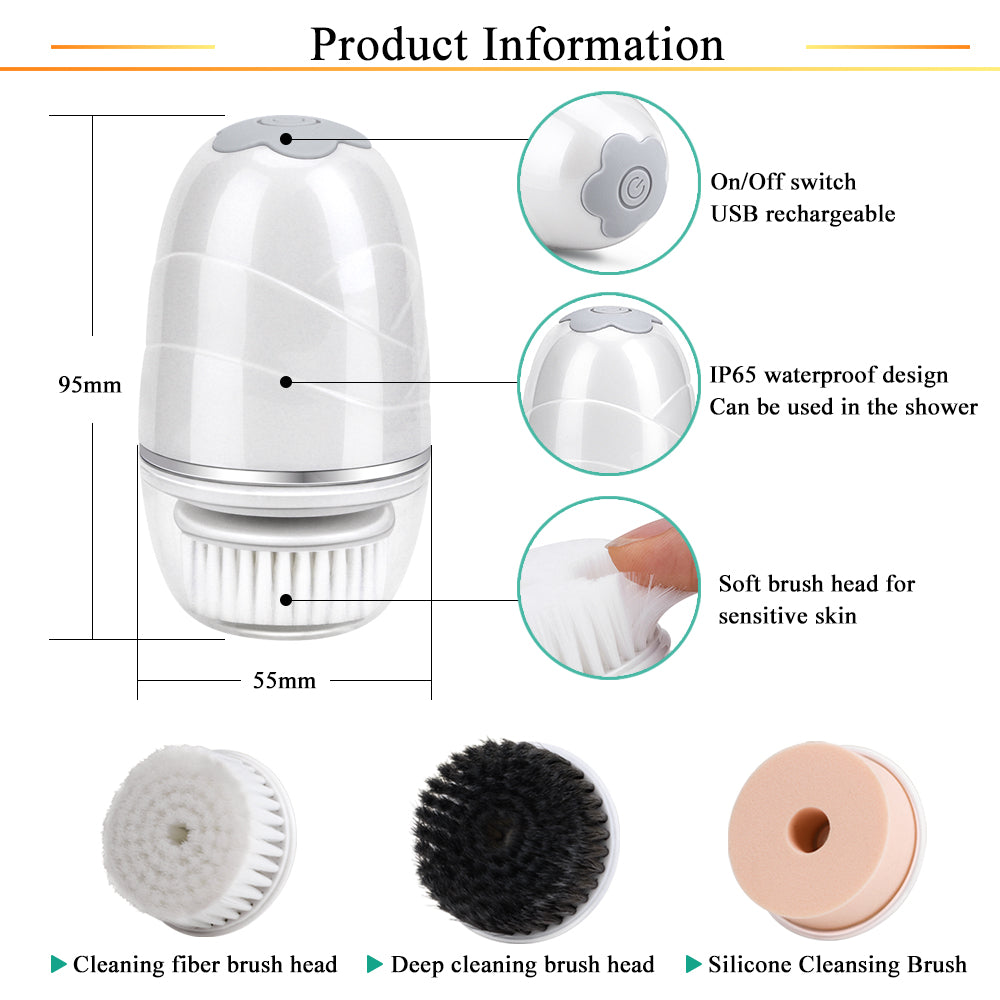 💖🧼 3-in-1 Electric Facial Cleanser | Pore Cleaner & Mini Skin Massage Device