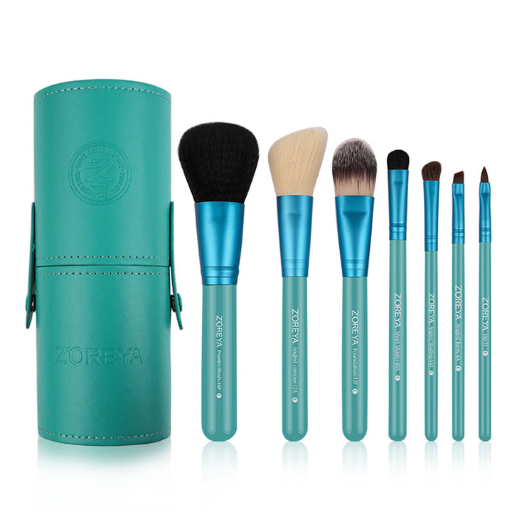 ✨ 7-Piece Makeup Brush Set — Wooden Handle Beauty Tools 💄🌿