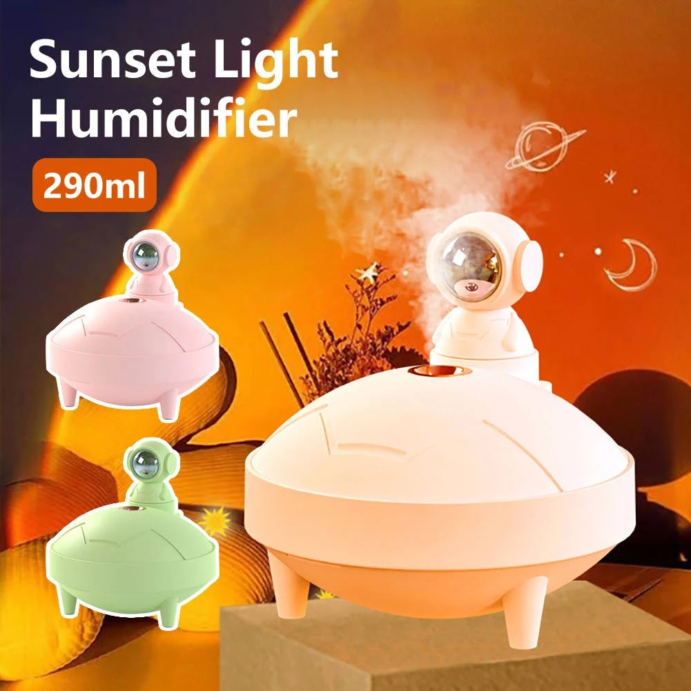 👨‍🚀🌇 Astronaut Sunset Lamp Humidifier | 360° Projection Light & Mist Diffuser ✨