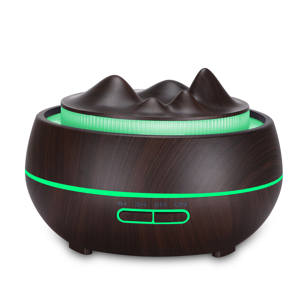🌿💧 Wood Grain Aromatherapy Humidifier | LED Vase Diffuser 🌙✨