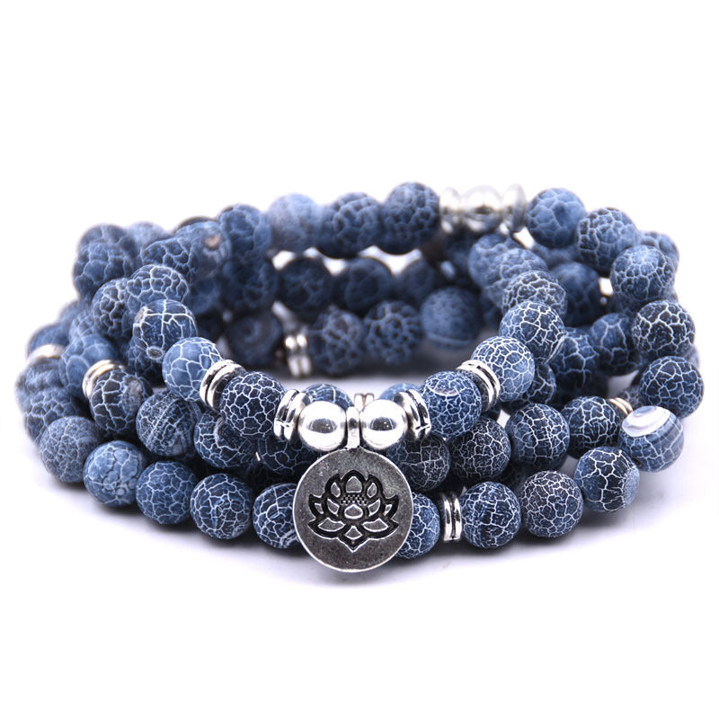 Silver Lotus Pendant Buddha Bead Bracelet – Spiritual Yoga Jewelry