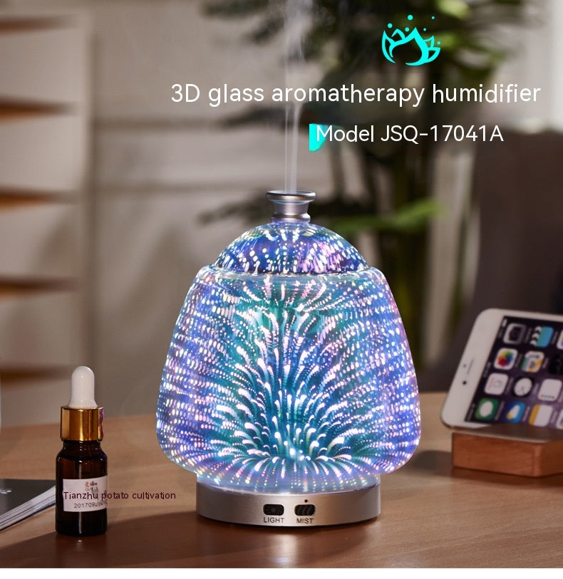 🎆💧 Fireworks Glass Aromatherapy Humidifier | Creative Ultrasonic Essential Oil Diffuser Lamp ✨