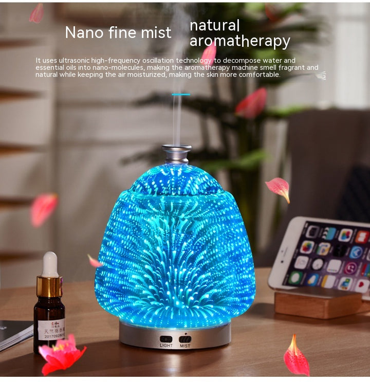 🎆💧 Fireworks Glass Aromatherapy Humidifier | Creative Ultrasonic Essential Oil Diffuser Lamp ✨