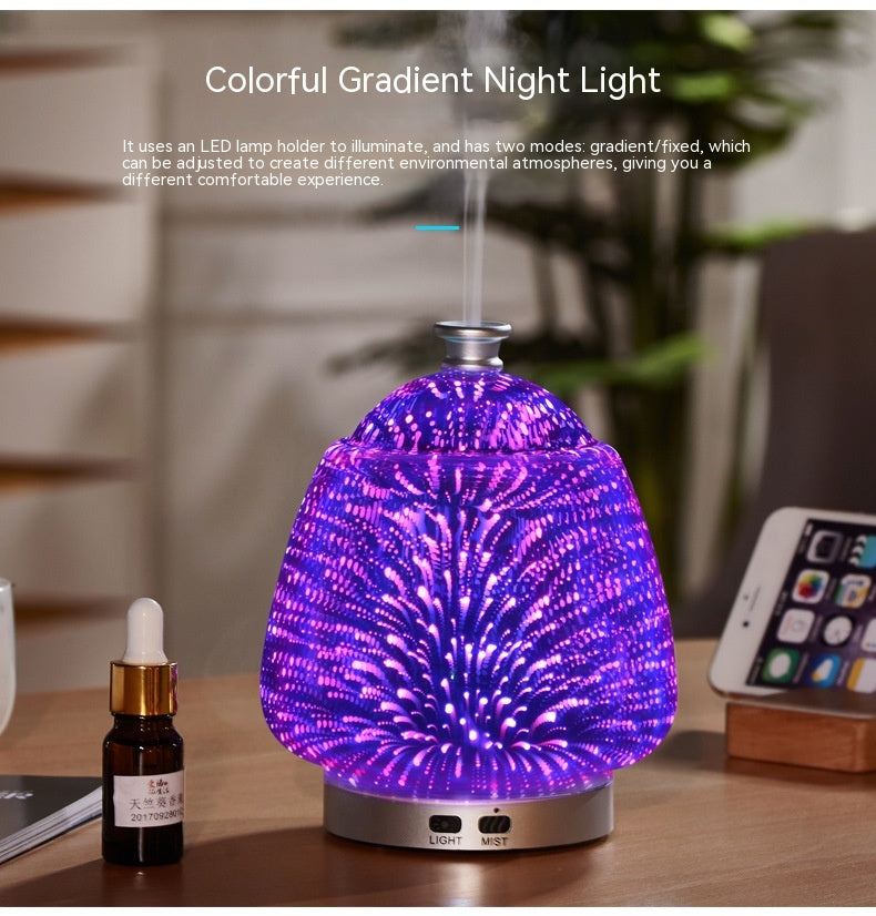 🎆💧 Fireworks Glass Aromatherapy Humidifier | Creative Ultrasonic Essential Oil Diffuser Lamp ✨