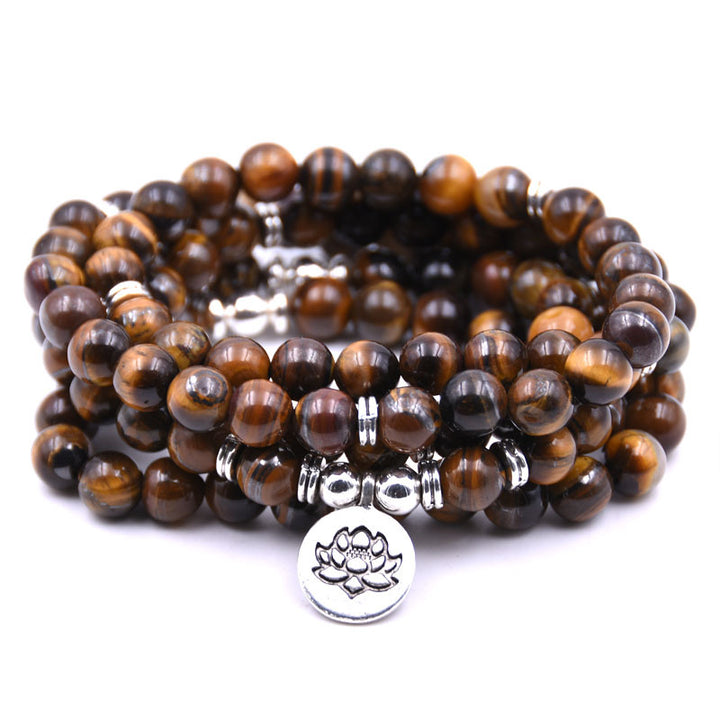 Silver Lotus Pendant Buddha Bead Bracelet – Spiritual Yoga Jewelry