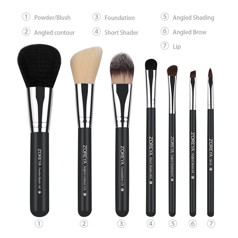 ✨ 7-Piece Makeup Brush Set — Wooden Handle Beauty Tools 💄🌿
