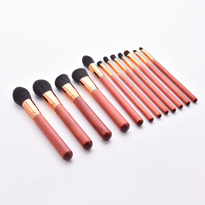 ✨ 12-Piece Makeup Brush Set — Red Wooden Handle Beauty Tools 💄❤️