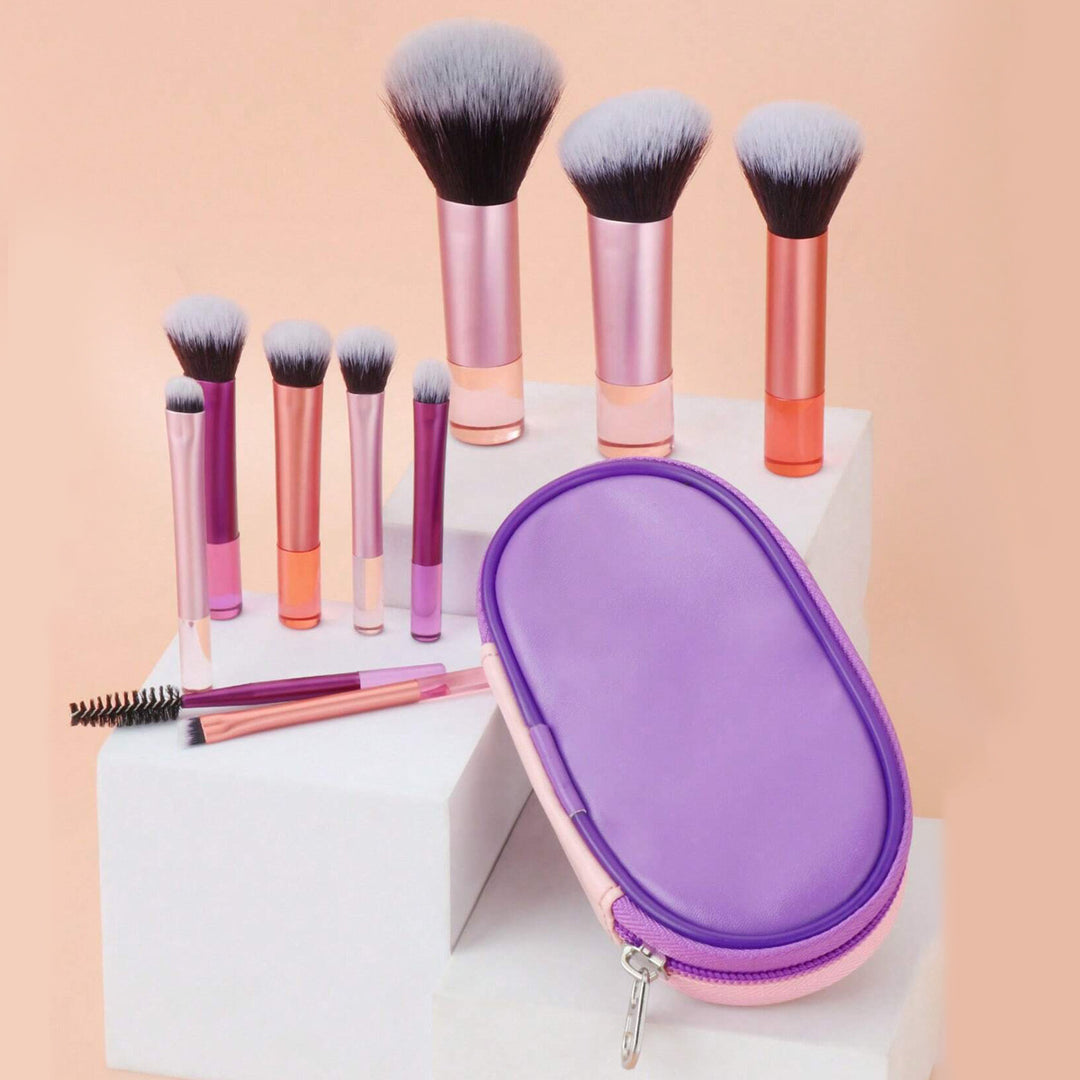 ✨ 8 Long Tube Makeup Brush Set — Multicolor Beauty Tools 💄🌈