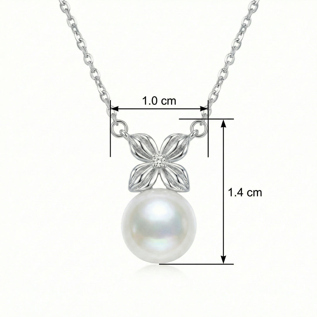 🌸 925 Sterling Silver Pearl & Flower Necklace