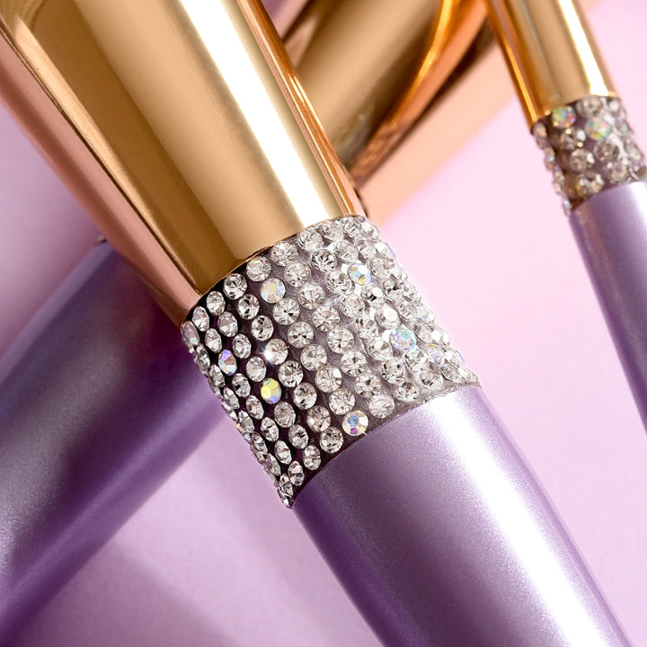 ✨ 10-Piece Lilac Purple Makeup Brush Set — Diamond Handle Beauty Tools 💄💜