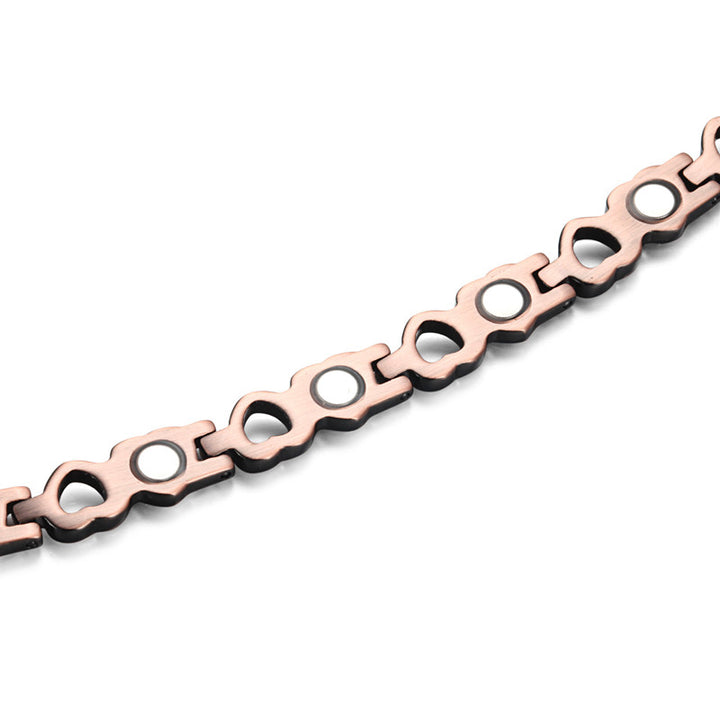 Red Copper Heart-Shaped Magnetic Bracelet for Women