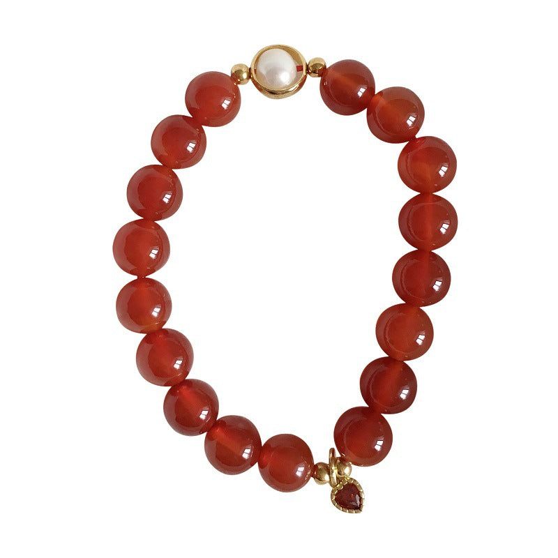 Women's natural red agate bracelet