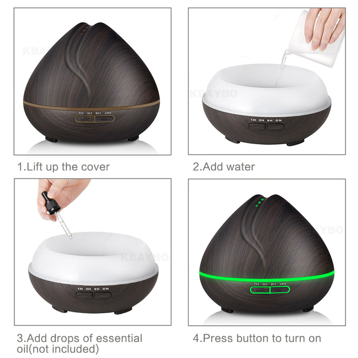 🌿 Wood Grain Aromatherapy Humidifier | USB Air Diffuser for Home Relaxation 🏠✨