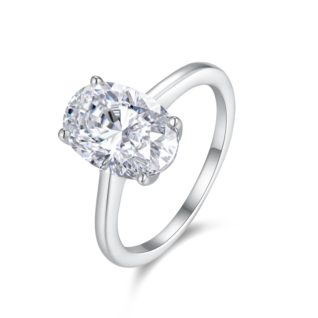 💍 Egg-Shaped Moissanite Double Rings – Platinum-Plated S925 Silver (8×12 mm) 💍
