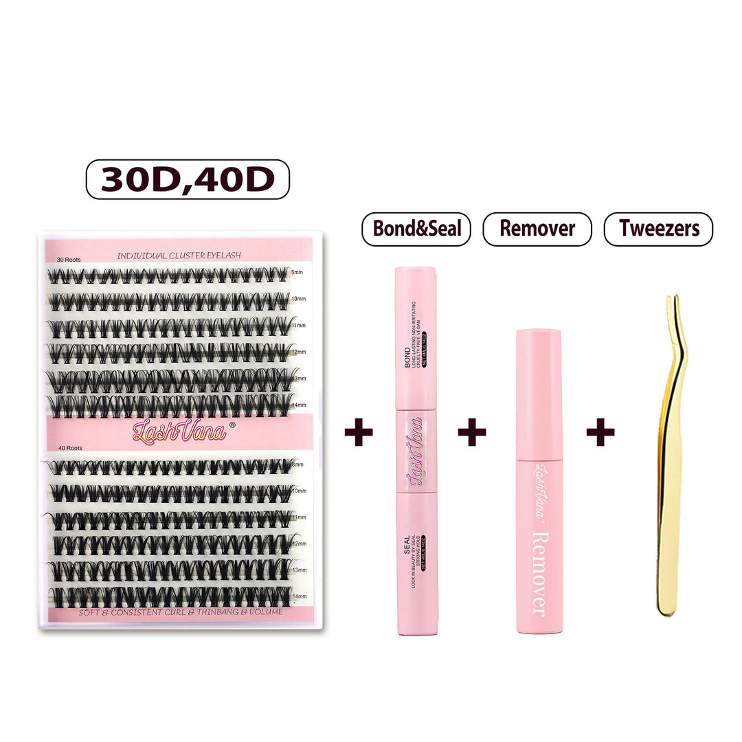 👁️✨ Segmented False Eyelashes – Thick Curl 12 Rows (30D/40D DIY Lash Kit)