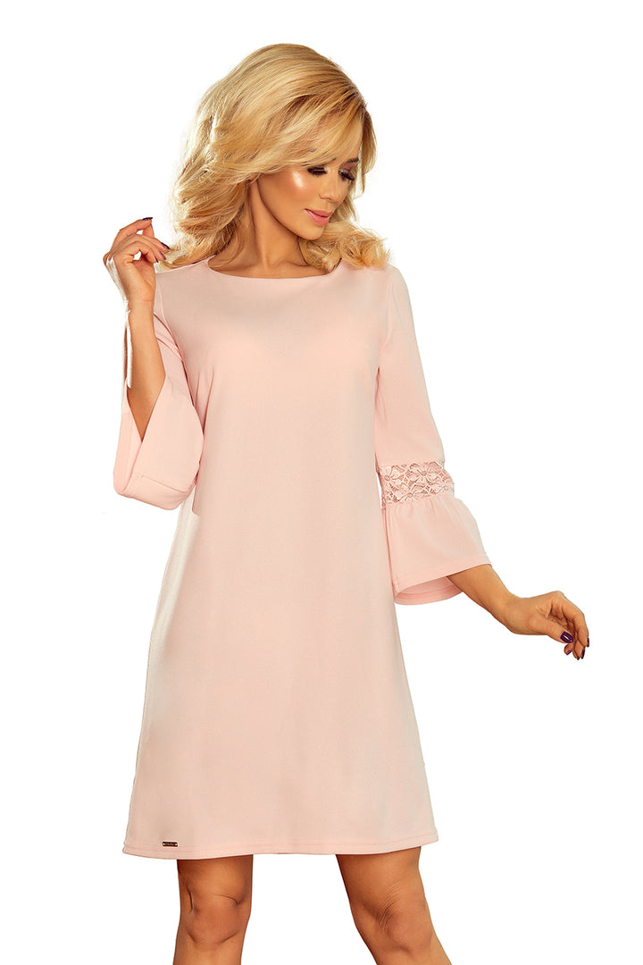 MARGARET dress with lace on the sleeves - pastel pink