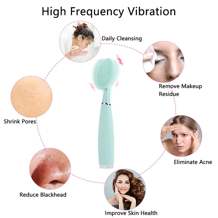 💖🧼 Hand-held Electric Silicone Facial Cleanser | Household Deep Cleansing & Vibration Device