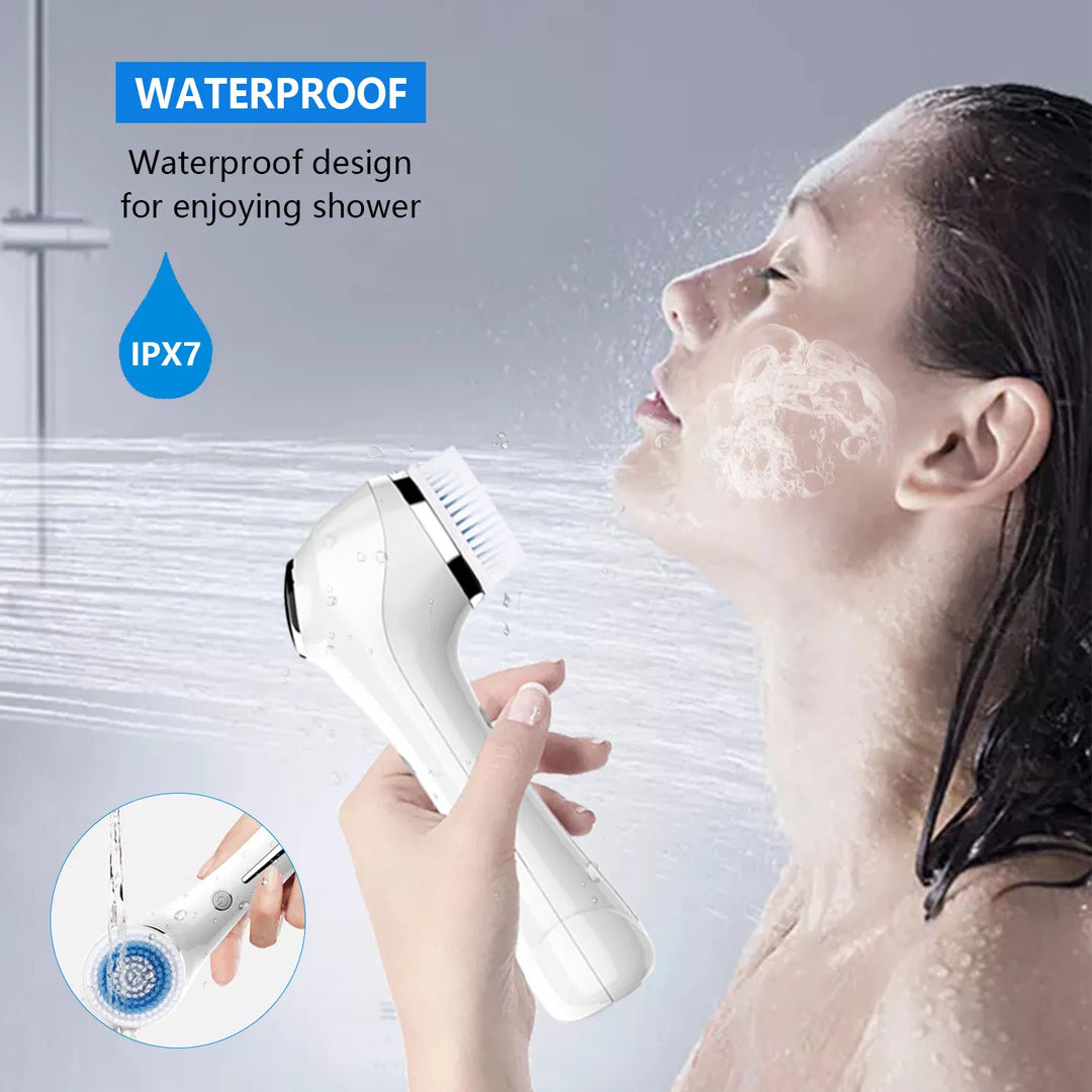 🧼🤍 3-in-1 Electric Facial Cleansing Brush | Exfoliating, Deep Clean & Massage (IPX7 Waterproof)