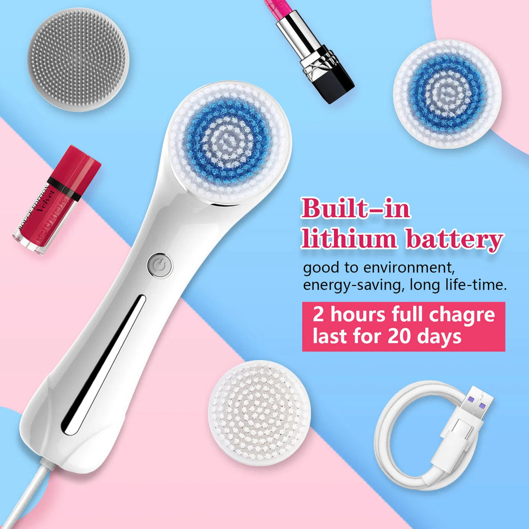 🧼🤍 3-in-1 Electric Facial Cleansing Brush | Exfoliating, Deep Clean & Massage (IPX7 Waterproof)