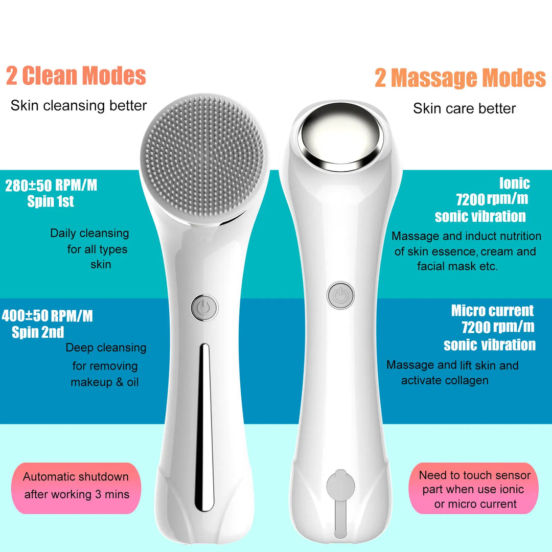 🧼🤍 3-in-1 Electric Facial Cleansing Brush | Exfoliating, Deep Clean & Massage (IPX7 Waterproof)
