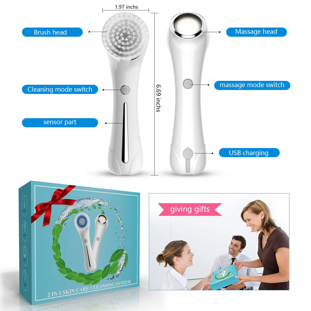 🧼🤍 3-in-1 Electric Facial Cleansing Brush | Exfoliating, Deep Clean & Massage (IPX7 Waterproof)