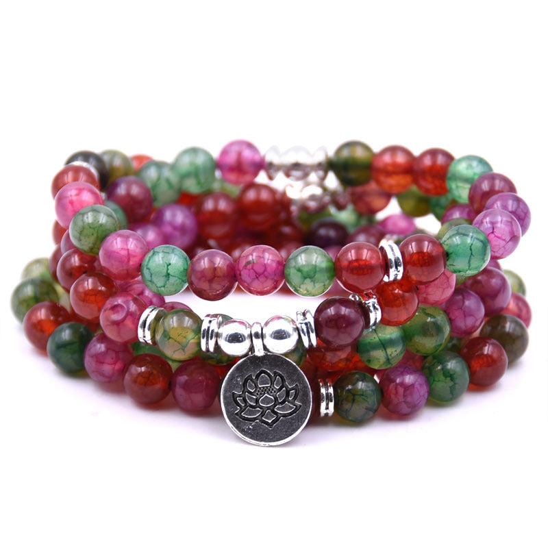 Silver Lotus Pendant Buddha Bead Bracelet – Spiritual Yoga Jewelry