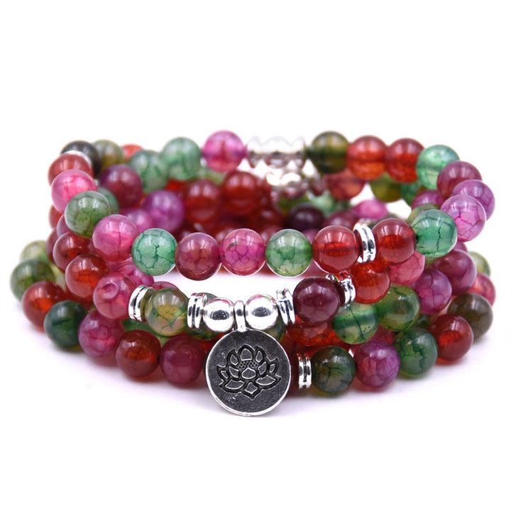 Silver Lotus Pendant Buddha Bead Bracelet – Spiritual Yoga Jewelry