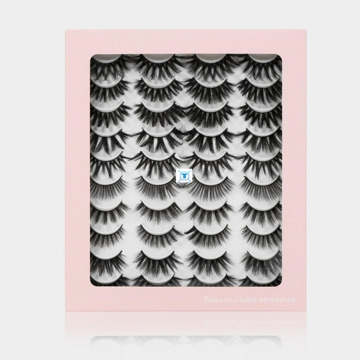 👁️✨ Mink Thick False Eyelashes – 20 Pairs (8–25mm) Volume Lash Set
